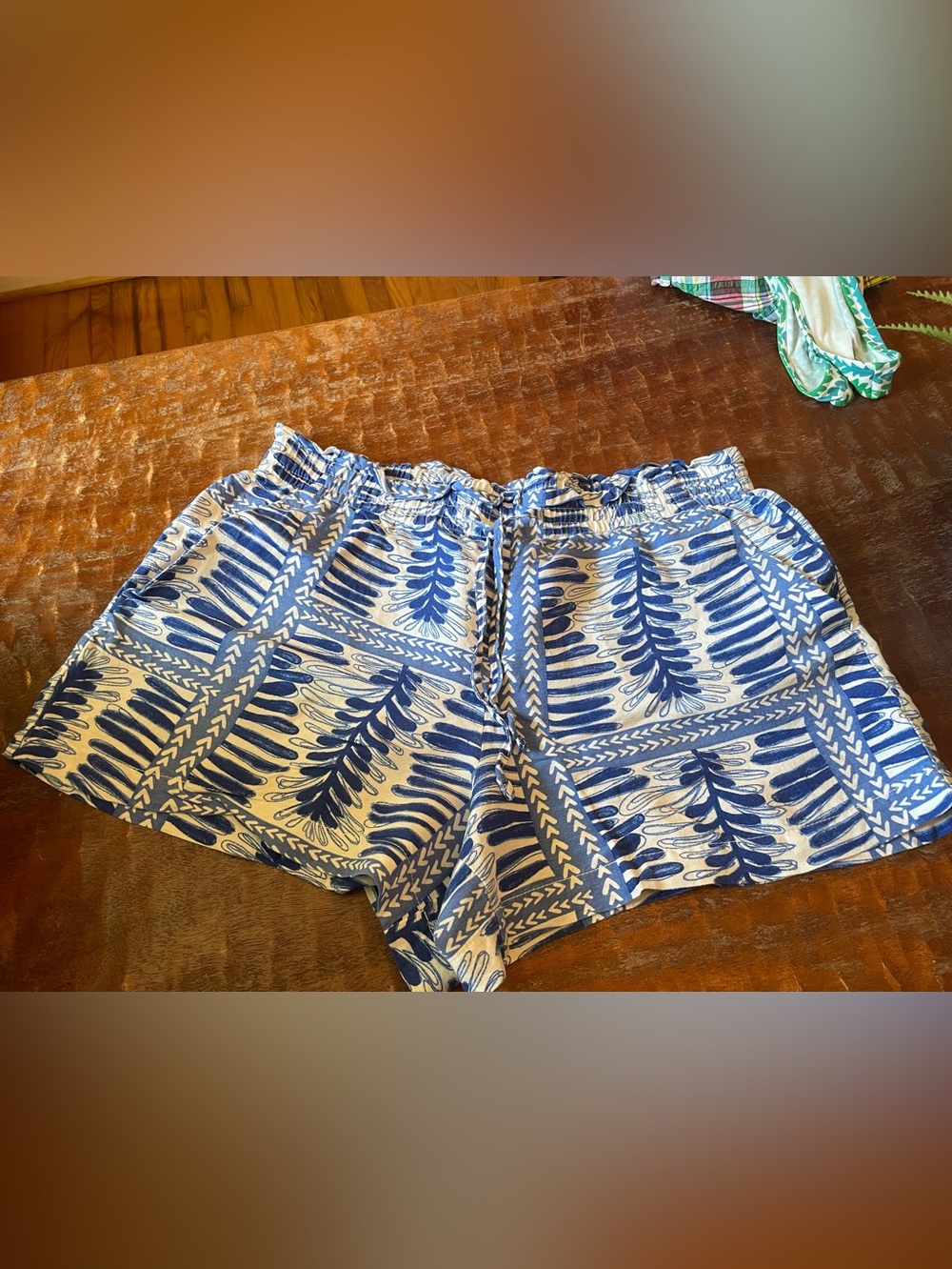 Loft Blue heart Patterned Women's Drawstring Shorts Large